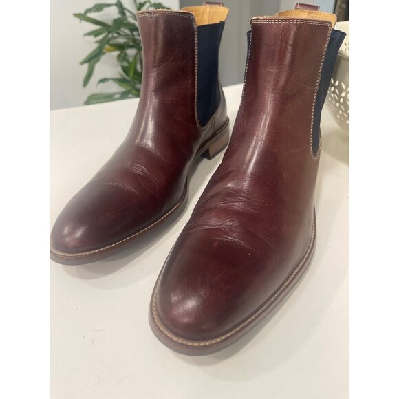 Cole Haan Mens Red Brown Leather Chelsea Boots Size 10 M - Picture 1 of 11